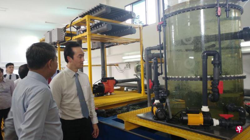贸工部兼国家发展部政务部长许宝琨医生(右)为我国水产养殖业者Apollo Aquaculture与文莱企业在当地合资设立的垂直养鱼场主持动土仪式,并参观养殖设施。(国家发展部提供) 贸工部兼国家发展部政务部长许宝琨医生(右)为我国水产养殖业者Apollo Aquaculture与文莱企业在当地合资设立的垂直养鱼场主持动土仪式,并参观养殖设施。(国家发展部提供)