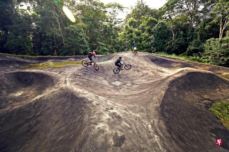 策士纳自然公园设有全岛首个沥青脚踏车道,让男女老少脚踏车骑士切磋技艺。(梁麒麟摄) 策士纳自然公园设有全岛首个沥青脚踏车道,让男女老少脚踏车骑士切磋技艺。(梁麒麟摄)