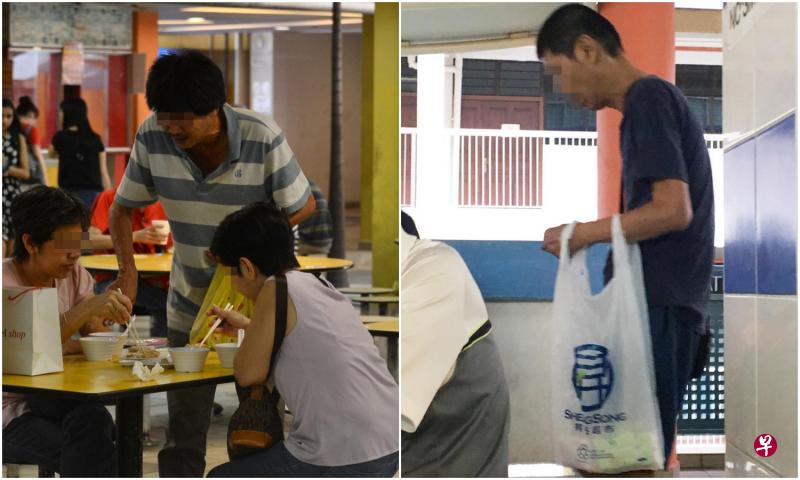 左图:两年前本报拍到纸巾叔弯腰要求女食客买纸巾。(档案照) 右图:纸巾叔照样在牛车水,只是纸巾价格翻倍。(受访者提供) 左图:两年前本报拍到纸巾叔弯腰要求女食客买纸巾。(档案照) 右图:纸巾叔照样在牛车水,只是纸巾价格翻倍。(受访者提供)