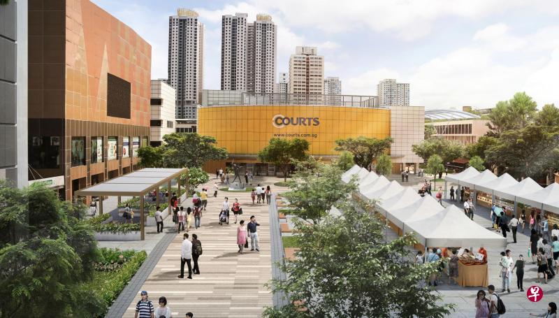 大巴窑镇将经过一番改头换面,其中包括建屋局中心和阁室之间的广场将增设更多座椅、绿意和有盖休息空间,成为充满活力和舒适感的公共空间。(建屋局构想图) 大巴窑镇将经过一番改头换面,其中包括建屋局中心和阁室之间的广场将增设更多座椅、绿意和有盖休息空间,成为充满活力和舒适感的公共空间。(建屋局构想图)