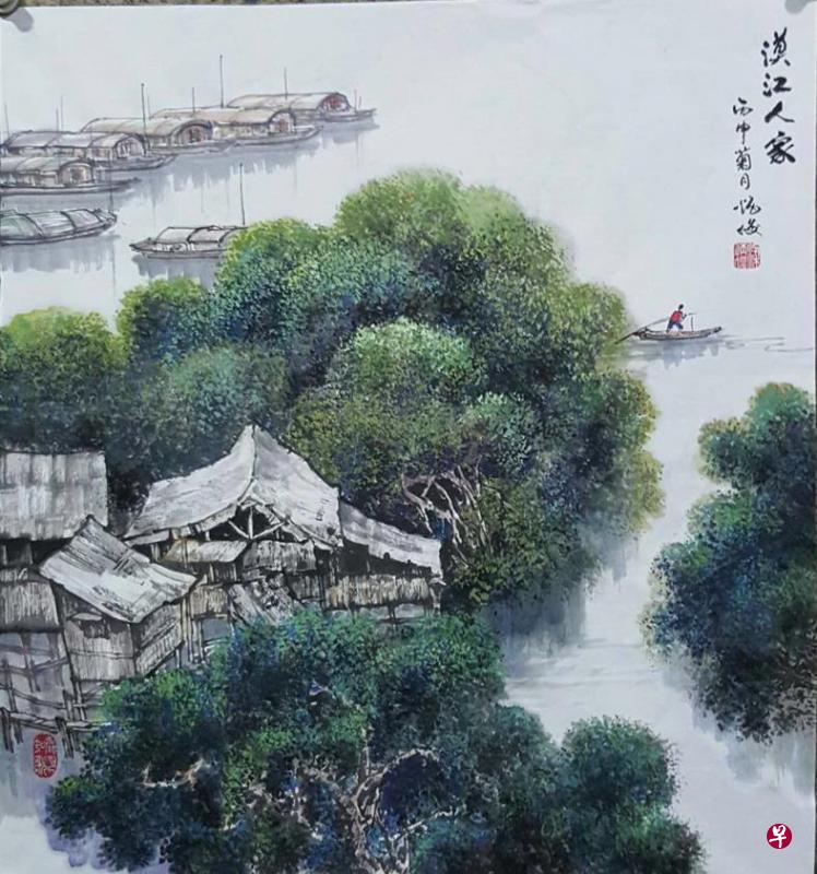 中国山水国画家梁炳俊寻访大山大水搜集作画素材。（主办方提供）