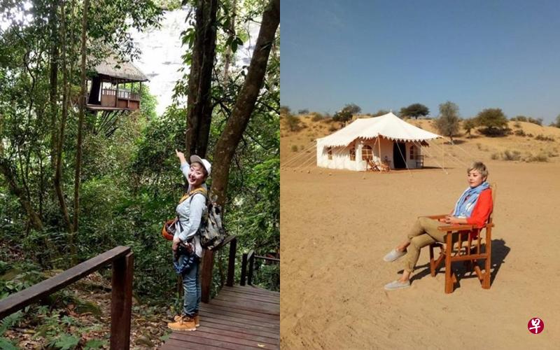 《不一样的旅店》权怡凤介绍老挝的“森林旅店”(左图)及北印度的“沙漠露营”。(新传媒提供) 《不一样的旅店》权怡凤介绍老挝的“森林旅店”(左图)及北印度的“沙漠露营”。(新传媒提供)