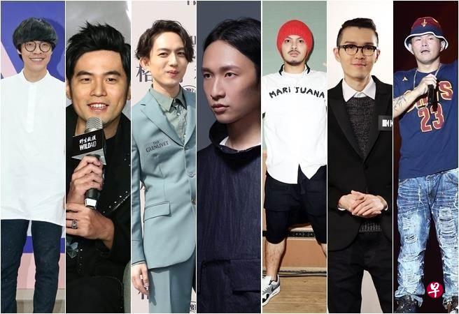卢广仲(左起)、周杰伦、林宥嘉、郭顶、黄明志、方大同、大支入围金曲歌王。(中国时报图) 卢广仲(左起)、周杰伦、林宥嘉、郭顶、黄明志、方大同、大支入围金曲歌王。(中国时报图)