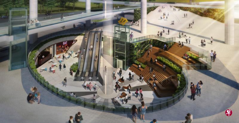 新的榜鹅海岸站将设有更多公共空间,也会提供专用空间让社区和学生展示作品。(陆交局构想图) 新的榜鹅海岸站将设有更多公共空间,也会提供专用空间让社区和学生展示作品。(陆交局构想图)