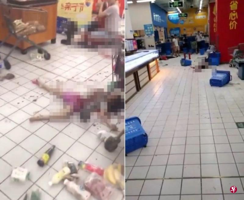 中国深圳宝安区西乡盐田沃尔玛超市16日晚发生恐怖砍人事件,事发后现场一片狼藉。(互联网) 中国深圳宝安区西乡盐田沃尔玛超市16日晚发生恐怖砍人事件,事发后现场一片狼藉。(互联网)