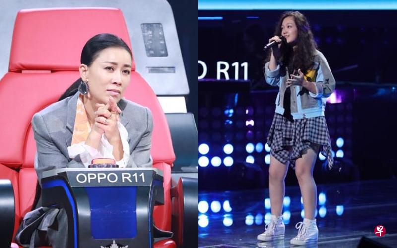 《中国新歌声2》导师那英今年选择两名来自新加坡的学员,包括今晚入选的希林娜依高(右图)。(佳乐台提供) 《中国新歌声2》导师那英今年选择两名来自新加坡的学员,包括今晚入选的希林娜依高(右图)。(佳乐台提供)