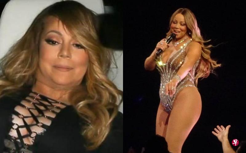 玛丽亚凯丽体重逼近120公斤,演出时动作懒散(右图)。 玛丽亚凯丽体重逼近120公斤,演出时动作懒散(右图)。