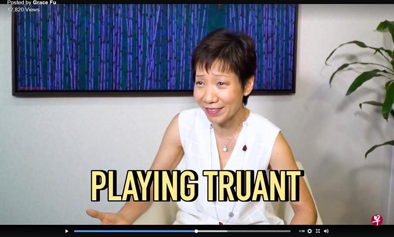 傅海燕透露自己念书时曾翘课。(视频截图) 傅海燕透露自己念书时曾翘课。(视频截图)