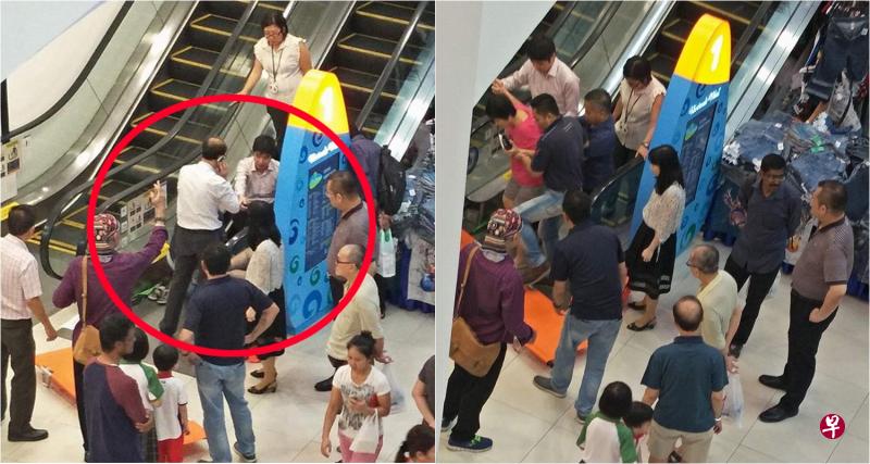 商场电动扶梯突然停顿,妇女失去平衡,滚下至少15个梯级,受伤入院。(读者提供) 商场电动扶梯突然停顿,妇女失去平衡,滚下至少15个梯级,受伤入院。(读者提供)