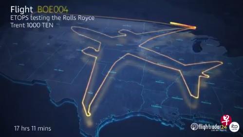 波音787-800横跨美国22个州画下巨大飞机,引起巨大讨论。(图片翻摄自影片) 波音787-800横跨美国22个州画下巨大飞机,引起巨大讨论。(图片翻摄自影片)