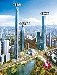 深圳蔡屋围将有“H700深圳塔”等多座超高大楼落成。(互联网) 深圳蔡屋围将有“H700深圳塔”等多座超高大楼落成。(互联网)