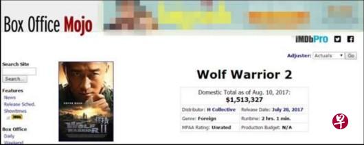 (《战狼2》美国票房,图片来自于Box Office Mojo) (《战狼2》美国票房,图片来自于Box Office Mojo)