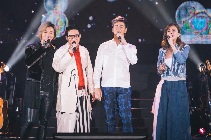 杨培安(左起)、苏永康、李圣杰和思卫一起带来张雨生的作品《天天想你》。(AC Music提供) 杨培安(左起)、苏永康、李圣杰和思卫一起带来张雨生的作品《天天想你》。(AC Music提供)