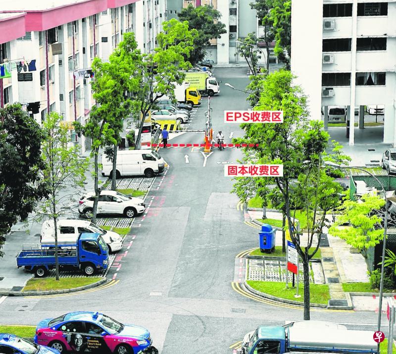 义顺环路停车场入口(图左)因过于狭窄而无法安装EPS,建屋局只好在距离入口约50多米外的地方装置EPS起落杆,使得停车位“一分为二”,实行两种收费方式。 义顺环路停车场入口(图左)因过于狭窄而无法安装EPS,建屋局只好在距离入口约50多米外的地方装置EPS起落杆,使得停车位“一分为二”,实行两种收费方式。