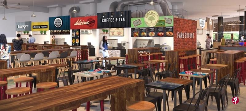 在“巴西立中路小贩中心”二楼,崭新的设计有别于其他小贩中心。(职总富食客构想图) 在“巴西立中路小贩中心”二楼,崭新的设计有别于其他小贩中心。(职总富食客构想图)