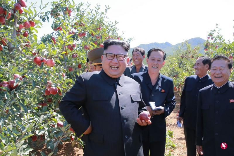 朝鲜中央通讯社昨天发布的照片显示,在国际社会把矛头指向进行试射导弹及核试挑衅的朝鲜之际,其领导人金正恩(左一)到黄海南道一个水果农场巡视。(法新社) 朝鲜中央通讯社昨天发布的照片显示,在国际社会把矛头指向进行试射导弹及核试挑衅的朝鲜之际,其领导人金正恩(左一)到黄海南道一个水果农场巡视。(法新社)