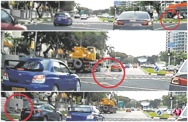 小女孩横冲马路,路过车辆不得不紧急刹车让路。(视频截图) 小女孩横冲马路,路过车辆不得不紧急刹车让路。(视频截图)