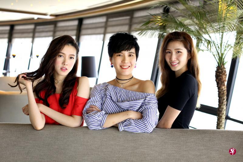 吴乔安(左起)、廖紫涵及杨乔伊组成台湾新女团“乔紫乔”,三人定居北京,事业重地放在中国。 吴乔安(左起)、廖紫涵及杨乔伊组成台湾新女团“乔紫乔”,三人定居北京,事业重地放在中国。