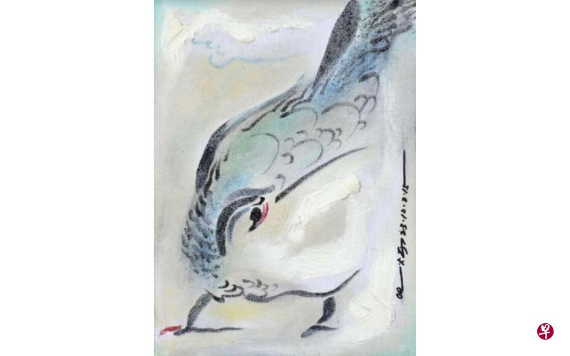 陈有炳2015年油画《轮回之鸟》。(主办方提供) 陈有炳2015年油画《轮回之鸟》。(主办方提供)