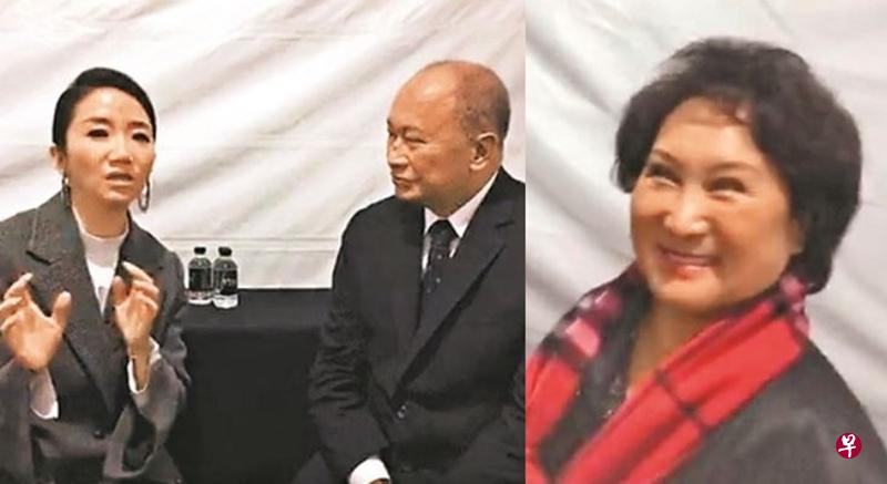 陶子(左图左)访问吴宇森,传吴太(右图)被吓到赶快离开。(互联网) 陶子(左图左)访问吴宇森,传吴太(右图)被吓到赶快离开。(互联网)
