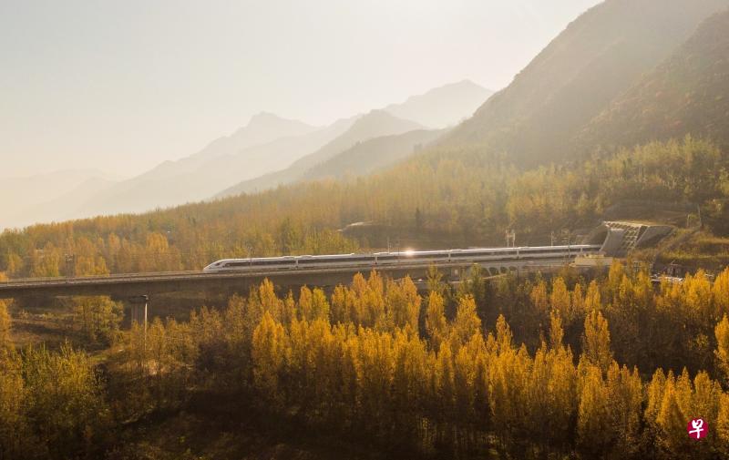 中国首条穿越秦岭的高速铁路——西(安)成(都)高铁今早实现开通运营。图为摄于11月26日的动车组试验列车,驶过西成高铁位于关中平原的一座铁路大桥。(新华社) 中国首条穿越秦岭的高速铁路——西(安)成(都)高铁今早实现开通运营。图为摄于11月26日的动车组试验列车,驶过西成高铁位于关中平原的一座铁路大桥。(新华社)