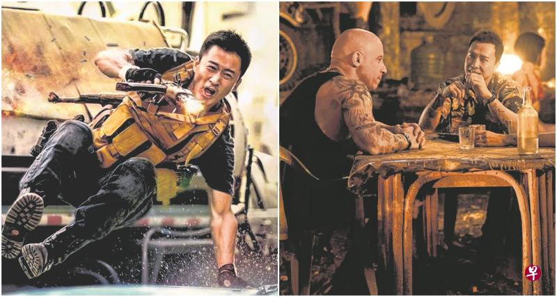 吴京(左图)导兼演《战狼Ⅱ》;甄子丹(右图左)在《满极限特工》与好莱坞阿哥级演员Vin Diesel飙演技。(档案照) 吴京(左图)导兼演《战狼Ⅱ》;甄子丹(右图左)在《满极限特工》与好莱坞阿哥级演员Vin Diesel飙演技。(档案照)