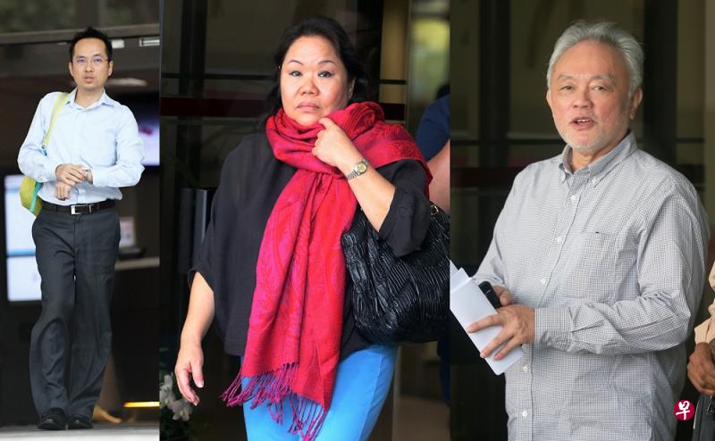 案中三名被告(左起):被告陈明江(44岁),吴晓梅(58岁)及林安和(61岁)。(海峡时报/蔡振鸿摄) 案中三名被告(左起):被告陈明江(44岁),吴晓梅(58岁)及林安和(61岁)。(海峡时报/蔡振鸿摄)