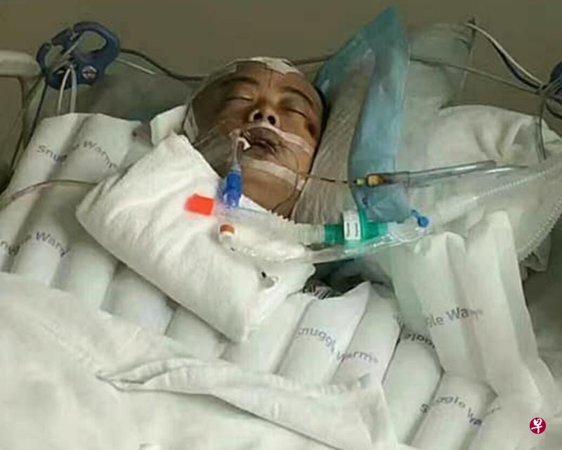电单车骑士魏可伦目前在加护病房留医院，生命垂危。（受访者提供）