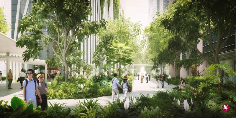 上图为新公园构想图,公园面积约1000平方公尺,预计2021年上半年完工。下图为受影响的部分马吉街道路,将永久关闭。(凯德集团提供/伍书永摄) 上图为新公园构想图,公园面积约1000平方公尺,预计2021年上半年完工。下图为受影响的部分马吉街道路,将永久关闭。(凯德集团提供/伍书永摄)