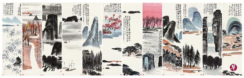 齐白石极少作山水画,一套12屏皆是山水十分珍稀,是白石老人转型期的代表作,属博物馆级别,可遇不可求。(北京保利提供) 齐白石极少作山水画,一套12屏皆是山水十分珍稀,是白石老人转型期的代表作,属博物馆级别,可遇不可求。(北京保利提供)