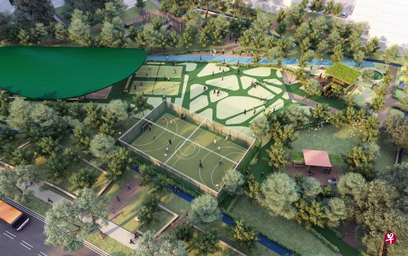 邻里体育计划将扩大到六个社区,包括达曼裕廊的这个活动场地。(新加坡体育理事会提供构想图) 邻里体育计划将扩大到六个社区,包括达曼裕廊的这个活动场地。(新加坡体育理事会提供构想图)