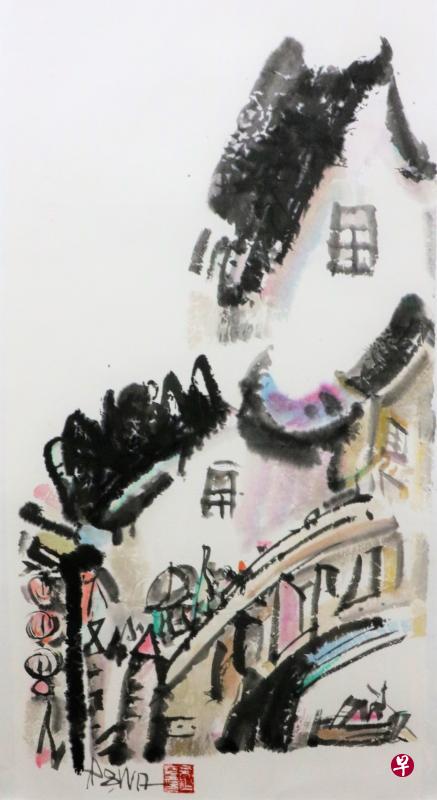 布少华最新水墨画《相连》。(主办方提供) 布少华最新水墨画《相连》。(主办方提供)