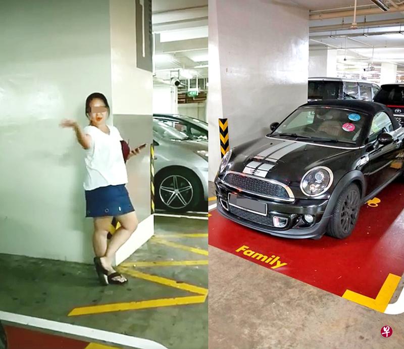 “烧钱妇”(左图)在对质过程中称自己有钱可以烧,引发热议。“烧钱妇”停在家庭车位的迷你库柏轿车。(受访者提供) “烧钱妇”(左图)在对质过程中称自己有钱可以烧,引发热议。“烧钱妇”停在家庭车位的迷你库柏轿车。(受访者提供)