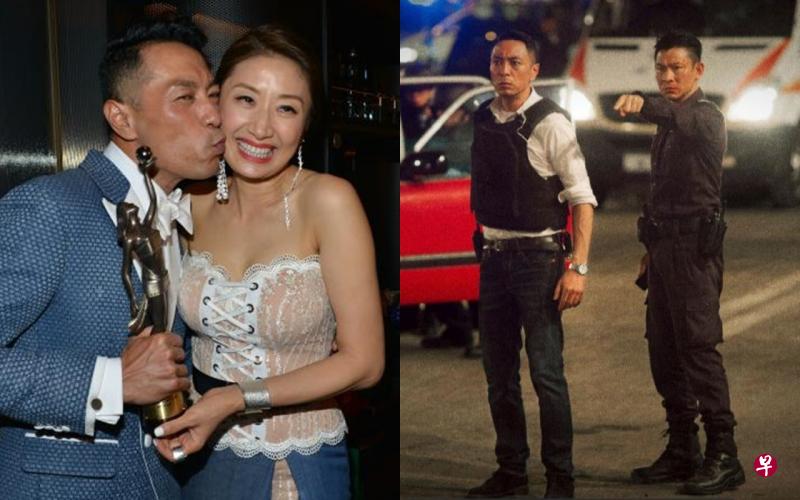 左图:姜皓文夺香港电影金像奖男配角后兴奋地亲吻太太。右图:姜皓文(左)在《拆弹专家》饰演火爆刑警,要与刘德华一起解决炸弹危机。(cHK提供剧照) 左图:姜皓文夺香港电影金像奖男配角后兴奋地亲吻太太。右图:姜皓文(左)在《拆弹专家》饰演火爆刑警,要与刘德华一起解决炸弹危机。(cHK提供剧照)