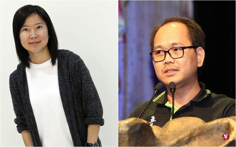 马华小说家梁靖芬（左）与马来西亚诗人曾翎龙。（受访者、星洲日报提供）