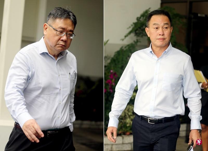 被告梁邵宏(左)与胡土发。(海峡时报) 被告梁邵宏(左)与胡土发。(海峡时报)