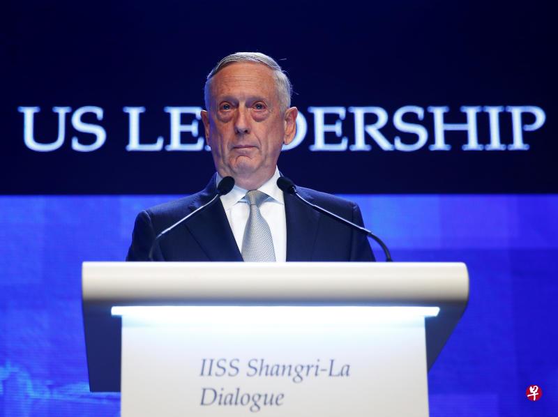 美国防长马蒂斯出席年度的香格里拉对话会。(路透社) 美国防长马蒂斯出席年度的香格里拉对话会。(路透社)