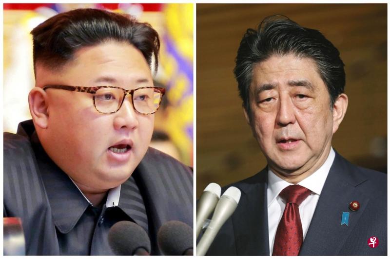朝鲜领袖金正恩(左)、日本首相安倍晋三。(互联网) 朝鲜领袖金正恩(左)、日本首相安倍晋三。(互联网)