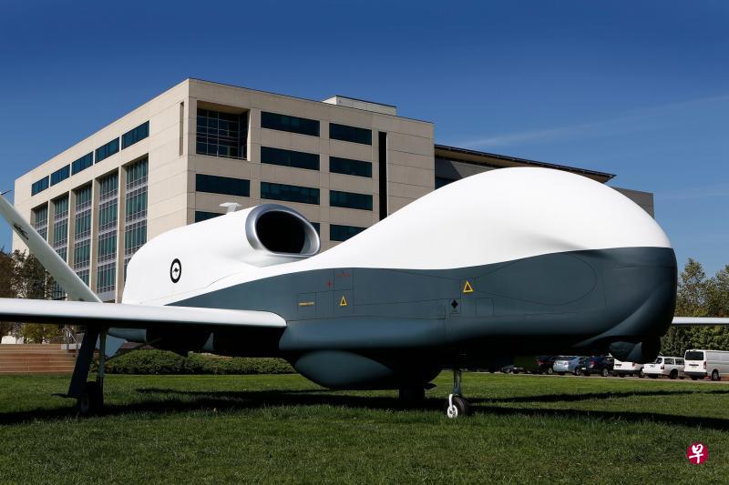 MQ-4C海卫无人机是美国高科技无人机，可以在高空长时间执行任务，是目前全球最先进的侦察机之一。（法新社）