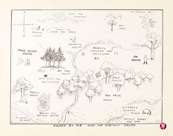 《百亩林原版地图》上一次拍卖是于1970年,当时以1700英镑卖出。(互联网) 《百亩林原版地图》上一次拍卖是于1970年,当时以1700英镑卖出。(互联网)
