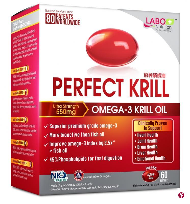 Perfect Krill由100%专利NKO Original南极磷虾油制成。（商家提供）