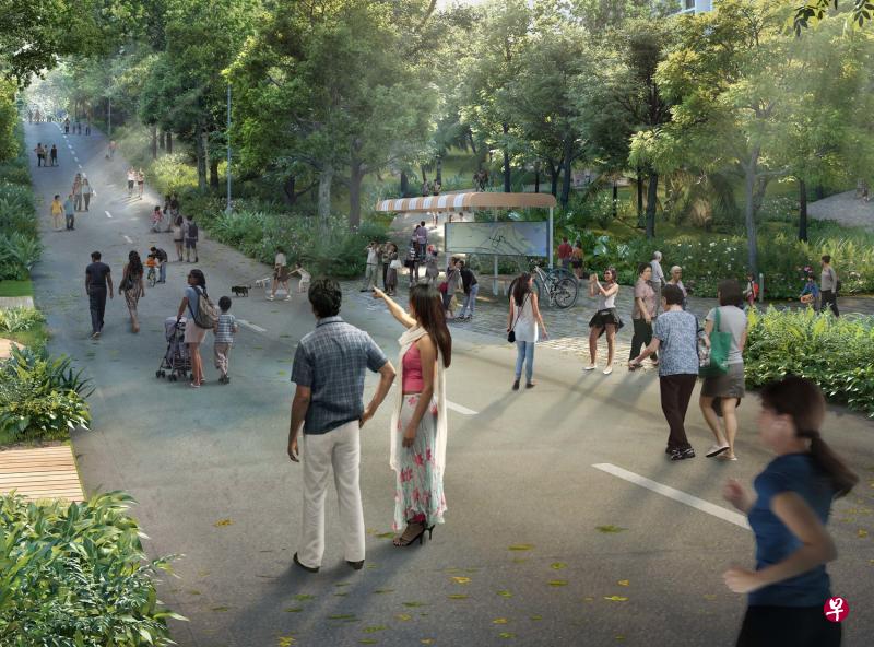 曾是旧榜鹅路的路段将建成文化历史走道,过去仅有82号和83号两条巴士路线的旧巴士站也获保留,日后将用作休息站。(建屋局提供) 曾是旧榜鹅路的路段将建成文化历史走道,过去仅有82号和83号两条巴士路线的旧巴士站也获保留,日后将用作休息站。(建屋局提供)