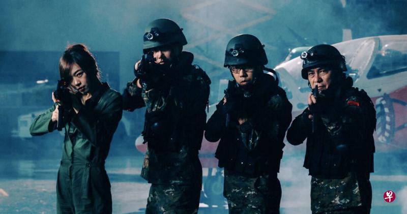 《尸杀军营》演员黎格欣(左起)、王智国、郑良雄与刘谦益。 《尸杀军营》演员黎格欣(左起)、王智国、郑良雄与刘谦益。