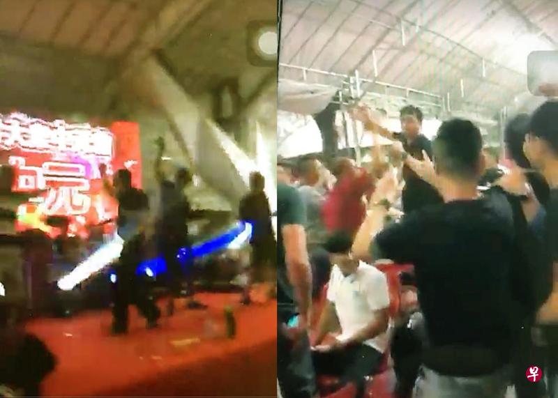 左图为台上有观众在热舞。(取自视频) 右图为『黑人』伟宗为炒热气氛站在椅子上高歌,期间喊了一声口号。(取自视频) 左图为台上有观众在热舞。(取自视频) 右图为『黑人』伟宗为炒热气氛站在椅子上高歌,期间喊了一声口号。(取自视频)