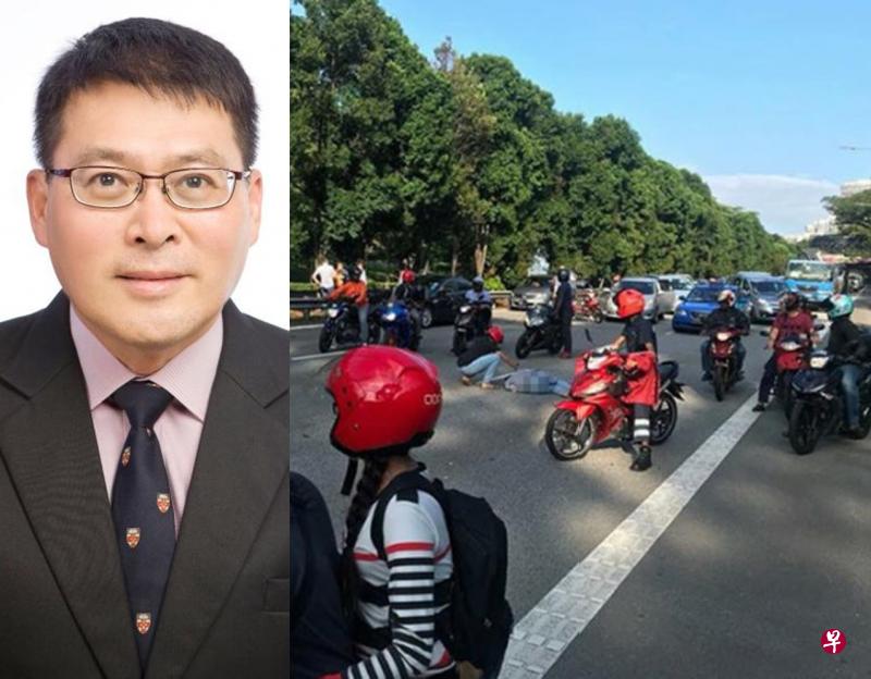 亚逸拉惹快速公路昨天傍晚发生的致命连环车祸,涉及六辆轿车、一辆罗厘和两辆电单车;落网司机相信是资深刑事律师吴荣耀(左)。(档案照/读者提供) 亚逸拉惹快速公路昨天傍晚发生的致命连环车祸,涉及六辆轿车、一辆罗厘和两辆电单车;落网司机相信是资深刑事律师吴荣耀(左)。(档案照/读者提供)