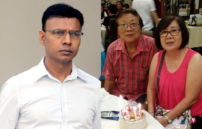 （左图）肇祸的副总裁苏尼尔古玛，今天承认鲁莽驾驶撞死人和撞伤人，以及一项酒驾的控状。（海峡时报）（右图）死者陈佩琴（61岁）和丈夫庄杰燕（69岁），是亲友眼中的恩爱夫妻。（档案照）