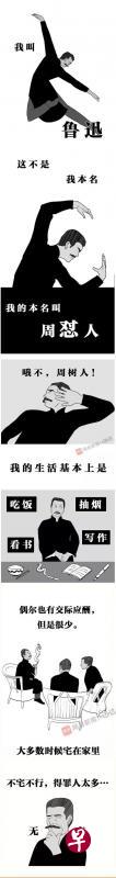 画者将原名周树人的鲁迅改名为“周怼人”。(图片取自互联网) 画者将原名周树人的鲁迅改名为“周怼人”。(图片取自互联网)