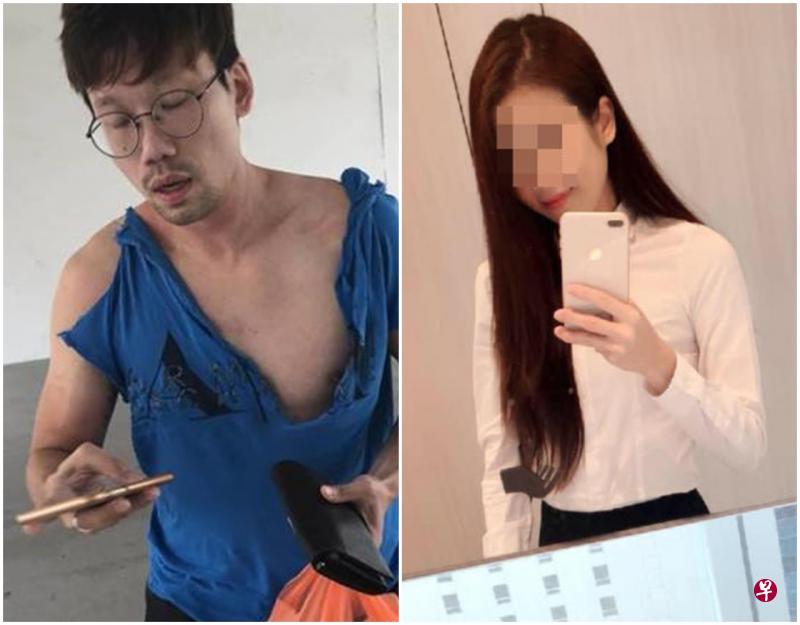 陈玮丽(右图)奋力抢夺男子手机,要求对方出示偷拍的视频,挣扎过程中扯破对方上衣。(取自面簿) 陈玮丽(右图)奋力抢夺男子手机,要求对方出示偷拍的视频,挣扎过程中扯破对方上衣。(取自面簿)