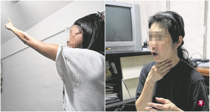 左图:五楼张小姐申诉,六楼阿嫂总是猛敲地板,影响家人睡眠。右图:六楼林女士指,五楼女郎吸烟,导致她猛吸二手烟,呼吸困难。(吴伟国摄) 左图:五楼张小姐申诉,六楼阿嫂总是猛敲地板,影响家人睡眠。右图:六楼林女士指,五楼女郎吸烟,导致她猛吸二手烟,呼吸困难。(吴伟国摄)