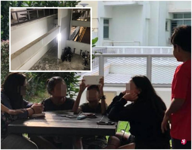 女佣在经过二楼走廊时,发现有人从三楼朝她吐口水。(陈斌勤摄) 女佣在经过二楼走廊时,发现有人从三楼朝她吐口水。(陈斌勤摄)